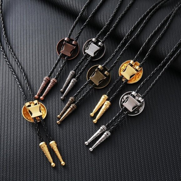 Native American Bolo Tie Rodeo Cowboy Leather Necktie Western Necklace Costume A - Picture 8 of 9
